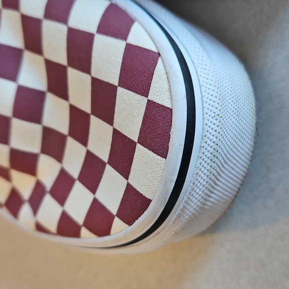 Vans Maroon Checkered Slip Ons - Picture 4 of 14
